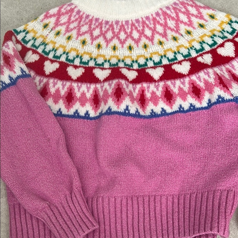 Old Navy Pink and Red Nordic Sweater